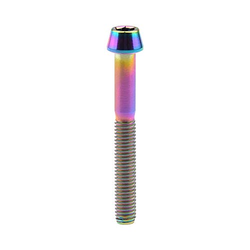 Image of Titanium Ti Bolt M5x9 16 18 20 25 30 35 40 45 50 55 60mm Tapered Head Screws Pack of 4 (M5x40mm, Ranibow)