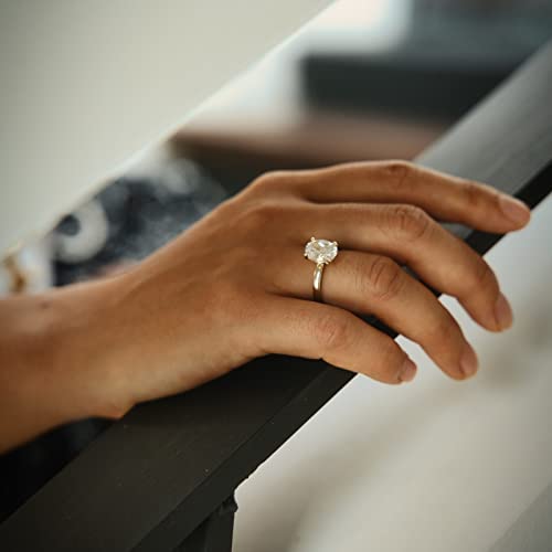 Image of EAMTI 3CT 925 Sterling Silver Engagement Rings Oval Cut Solitaire Cubic Zirconia CZ Wedding Promise Rings for Her Wedding Bands for Women Size 3-11