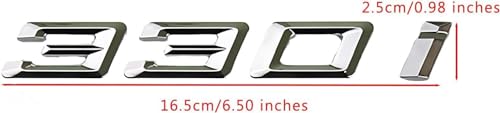 Image of 330i Emblem Decal Car Numbers Letters Decal Plating Badge 3D Metal Style Fit for 330i Car Model Silver