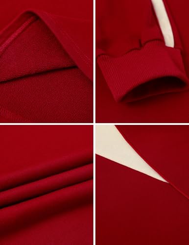Vamtac Letter Graphic Crewneck Sweatshirts for Men Vintage Color Blocking Long Sleeve Casual Pullover Top