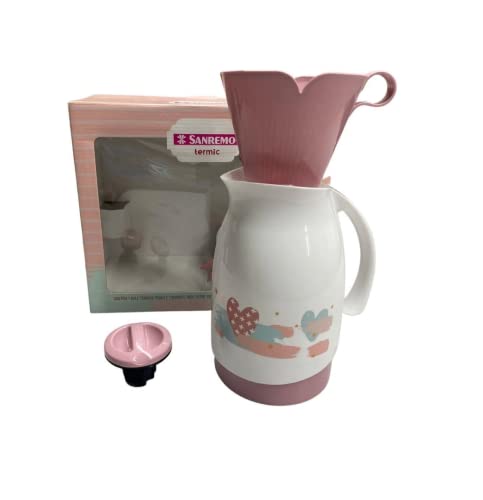 Conjunto Temático com Bule Térmico de 700ml e Suporte para Filtro de Café Tamanho 102, Cor Branco e