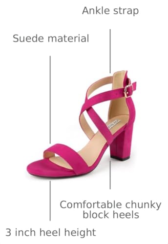 Image of JOY IN LOVE Women's Chunky Block Heels 3 Inch Ankle Strap Low Heel Sandals