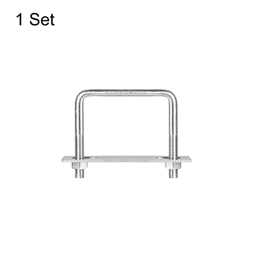 Image of uxcell Square U-Bolts, 90mm(3.54 inch) Inner Width 70mm Length M10 304 Stainless Steel U Clamp Bolt with Nuts and Plates, for Boat Trailer