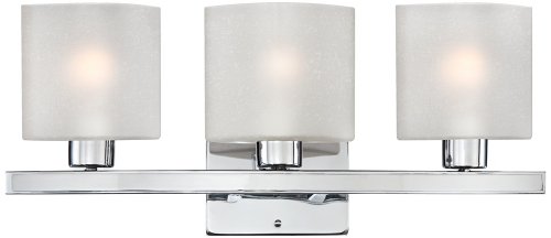 Image of Possini Euro Design Linen Glass Modern Wall Light Chrome Silver Metal Hardwired 23 1 /2 inch Wide 3-Light Fixture Straight Bar White Shade for Bathroom Vanity Mirror House Home Hallway Room Decor
