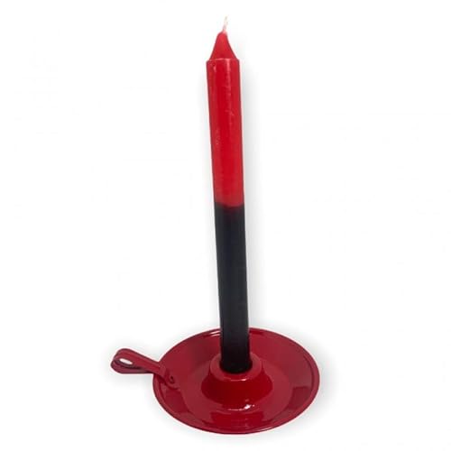 Suporte para 1 Vela Palito em Alumínio Vermelho 10 cm