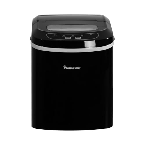 Magic Chef Countertop Ice Maker - Mini Portable Ice Machine - Home Bar Ice Cube Freezer Makes up to 27 Pounds Per Day Black