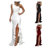 ✿ Robe élégante pour femmes: Une robe épaule, robes bodycon pour femmes, une mini-robe bodycon à une cravate d’épaule, une mini-robe enveloppée d’épaules, robes de soirée, robes de cocktail, sexy une épaule, taille de nœud de cravate fronchée, solide, non transparente.