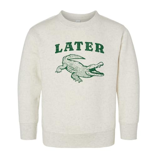 Distressed Later Alligator Kids Sweatshirt Toddler 3T Natural Heather
