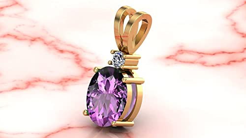 Pendentif améthyste véritable 2 carats médaillon plaqué or ajustable Katela - 4