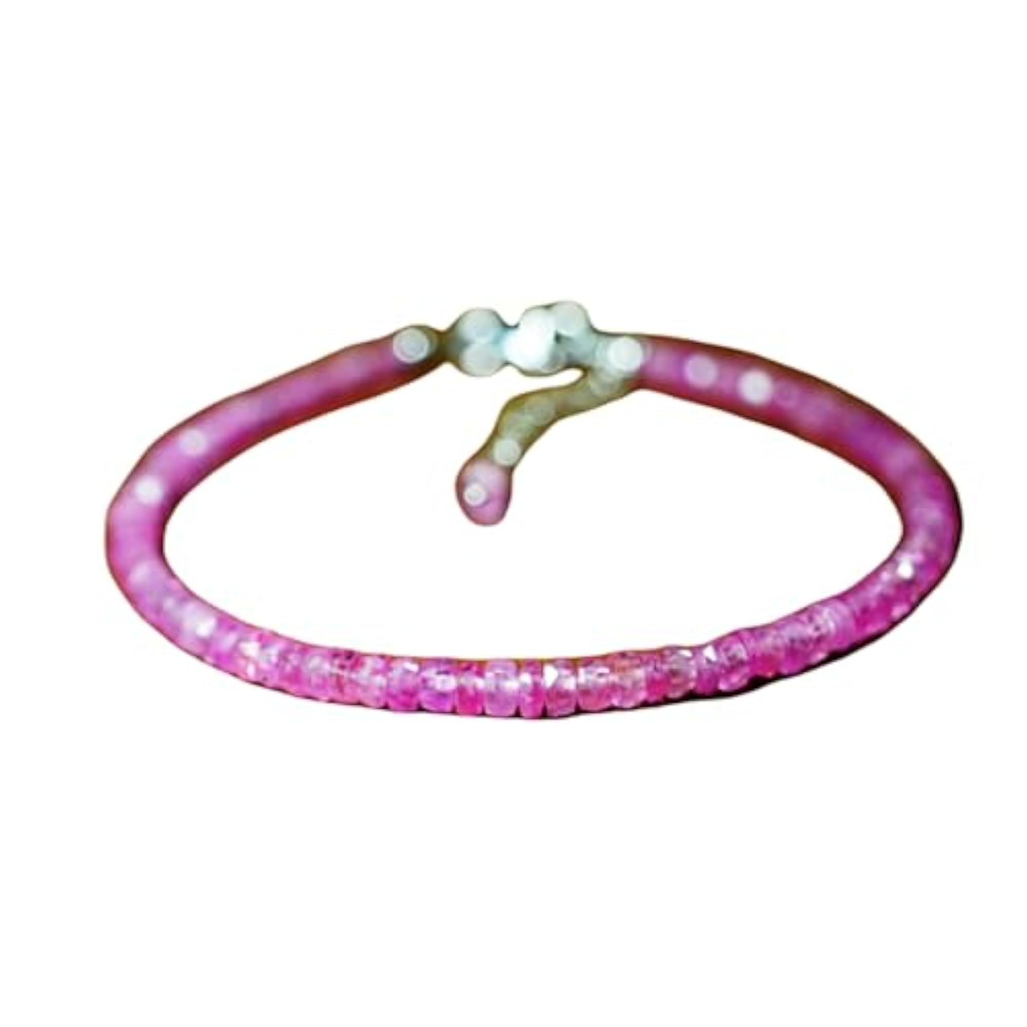 Pink Sapphire Rondelle Beaded Bracelet, Adjustable 7 Inch