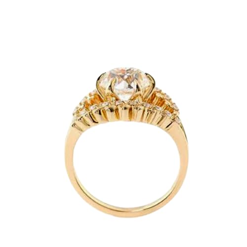 Bague de fiançailles femme moissanite argent 925 plaqué or 14K
