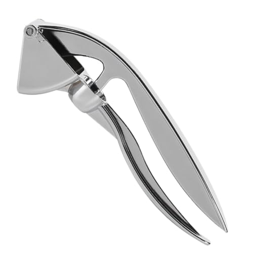 SHINEOFI Prensa de Ajo Manual de Acero Inoxidable Plateado Exprimidor Práctico para Cocina Doméstica y Profesional Triturador de Ajo y Jengibre para Uso en Hogar y Restaurante