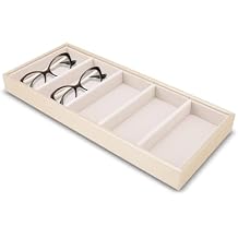 HERCHR Glasses Box Tray, Sunglass Tray Stackable Glasses Display Organizer Jewelry Organizer for Watch Holder 14.96 * 6.5IN