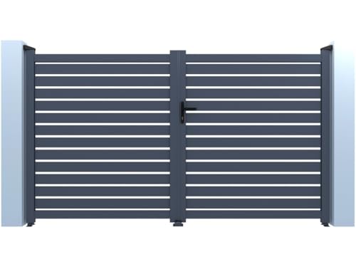 Habitat et Jardin - Portal de aluminio calado Julián, 340 x 180 cm, color gris