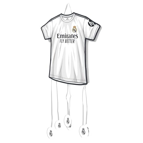 OH YEAH - Piñata de Cumpleaños Grande Camiseta 38 x 35 cm Real Madrid LICENCIA OFICIAL - Decoración Fiestas Infantiles Niño y Niña - Piñatas para Rellenar con Juguetes y chuches - FÁCIL DE RELLENAR