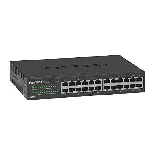 NETGEAR 24-Port Gigabit Ethernet Unmanaged Switch (GS324) - Desktop, Wall, or Rackmount, Silent Operation