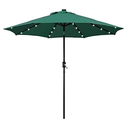 Best green solar patio umbrella Durable 9FT Patio Umbrella with Solar Lighting
