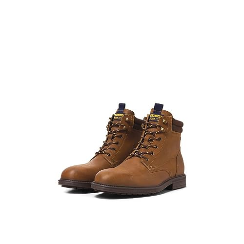 JACK & JONES Homme Jfwsolomon Bottes en Cuir Sn Bottines à Lacets, Miel, 44 EU