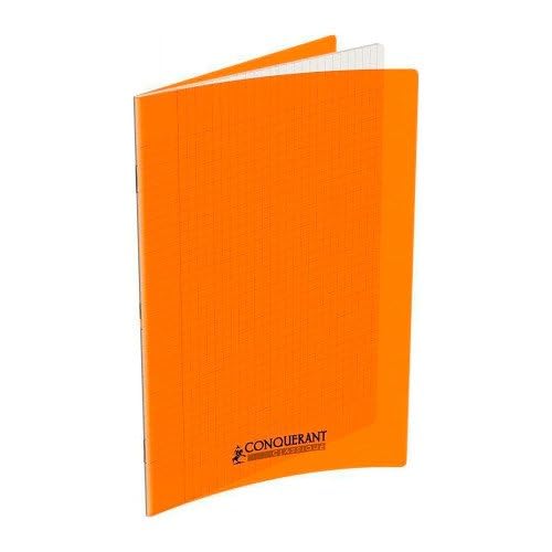Conquérant Lot de 20 Cahiers Classique 24x32cm Grands Carreaux Seyès 48 Pages Agrafées Couverture Polypro Orange