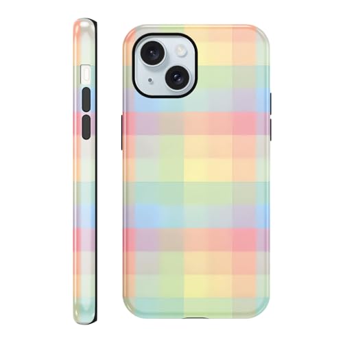 Coque iPhone 15 MagSafe à damier irisé antichoc
