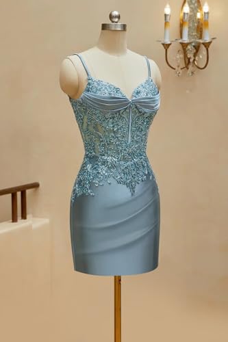 Satin Mermaid Homecoming Dresses for Teens Beaded Prom Dress Short Formal Party Dress3