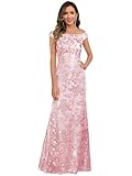 YXFDKZIB Blush Pink Mother of The Groom Dresses for Wedding Off Shoulder Sequin Evening Wedding Dress Long Size 10