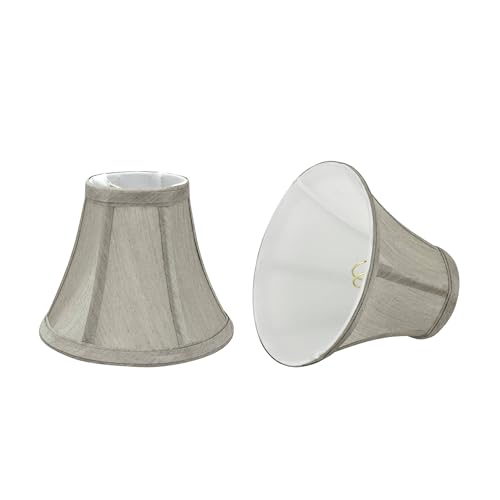 Image of Aspen Creative 30033-2A, Bell Clip-On Chandelier Lamp Shade, Grey, 3 inch Top x 6 inch Bottom x 5 inch Slant Height, Set of 2