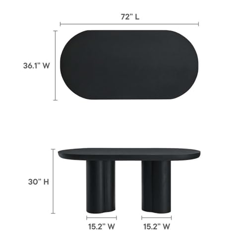 Image of Modway EEI-6764-BLK Caspian 72 inch Oval Concrete Dining Table, Black