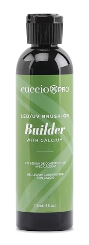 Cuccio Pro Brush-On Builder Gel with Calcium LED and UV Self-Leveling Formula Soak-Off Gel with Hard Strength Chip-Resistant Clear Finish 4 oz