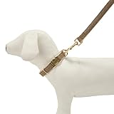 YUDOTE Tweed Dog Collar and Lead Set,Metal Buckle,Adjustable Durable Cotton Puppy Collar and Lead For Wedding Dog Wear, Dogs Neck 25-38cm,Lead 1.5 * 150cm Brown - Image 6