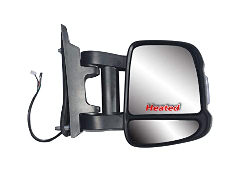 LONGLING Replacement Extension Long Arm Passenger Right Side Mirror Manual Folding Electric Heated Glass with Signal Light Fit RAM Promaster 1500 2500 3500 From 2014 to Onward