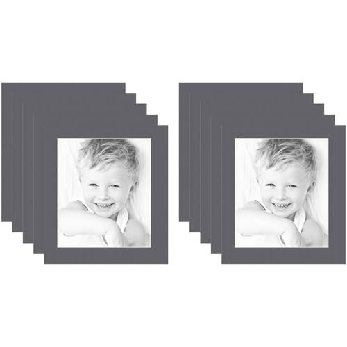 12x14 Granite/Mountain Grey Custom Mat for Picture Frame with 8x10 Opening Size (Mat Only, Frame NOT Included) - 10 Pack
