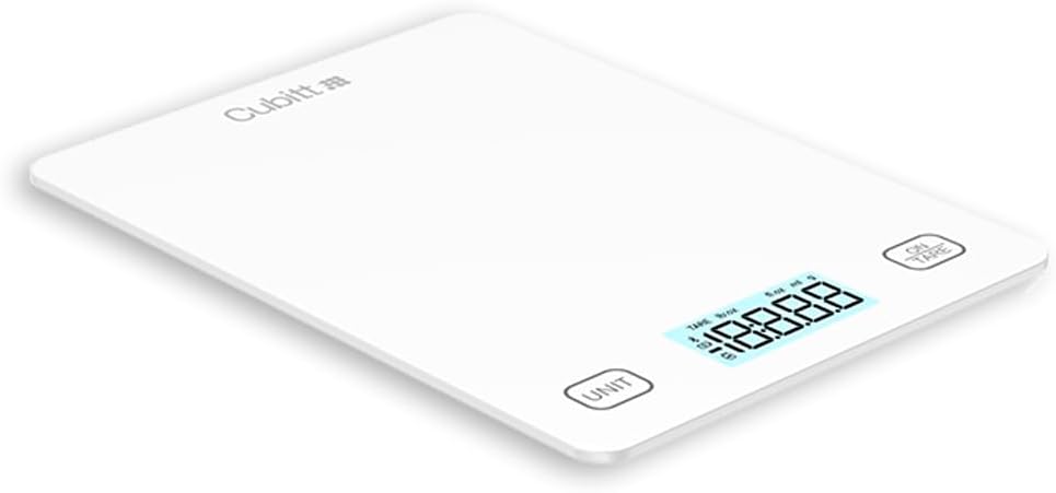 CUBITT Smart Kitchen Scale, Bluetooth Food Scale with Nutritional Calculator for Keto, Macro and Calorie, Digital Grams and Oz for Weight Loss, Cooking and Baking with Smartphone APP (White Color)