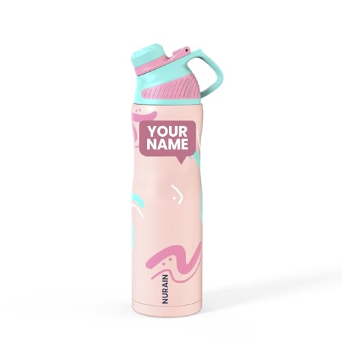 Image of Rabitat ZYLO Max Personalized Insulated Water Bottle for School Kids 750ml | Steel Water Bottle for Kids | Kids Water Bottle | 2 Year Brand Warranty | Hot & Cold Upto 24 Hours | Pastle Splash