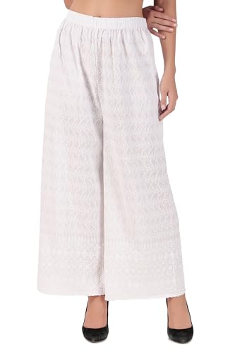 ladyline Women's Embroidered Hakoba Chikhan Palazzo Pant in Rayon with Elastic Closure2