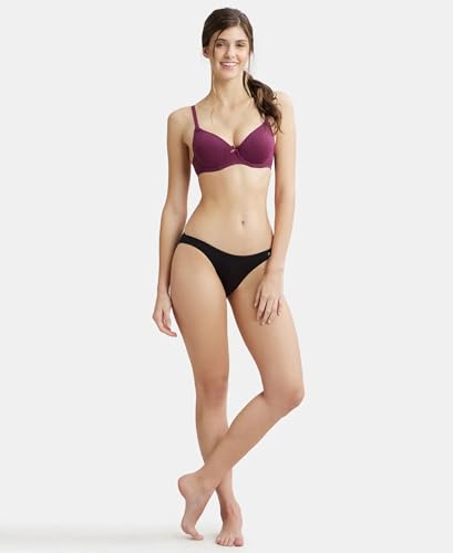 Image of Jockey 1245 Women Under-Wired Padded Super Combed Cotton Elastane Stretch Medium Coverage T-Shirt Bra with Detachable Straps