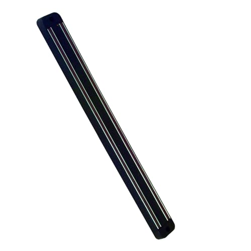 TrueCraftware- 24" Magnetic Knife Holder Black with Plastic Base Dual Magnetic Strips Wall Mount Knife Rack with Optional Hanging Hooks for Kitchen Tool Storage