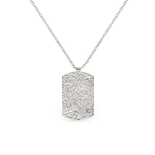 Solid Silver Rectangular Pendant, Reticulated Silver