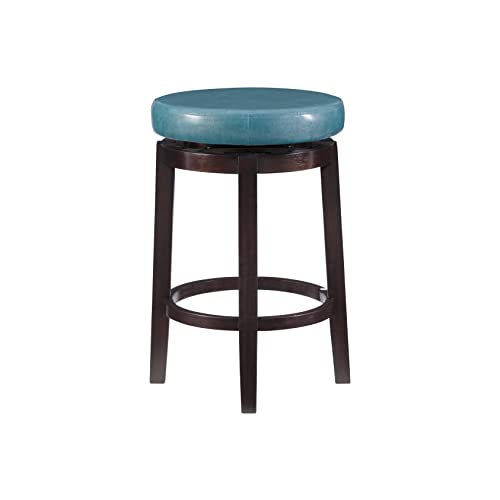 Linon Maya Counter, Brown Stool, 24", Teal #TOP6