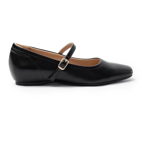Image of Cusolemore Mary Jane Flat Shoes with Arch Support and Hidden Wedge Heel, Women Ballet Flats, Mary Jane Flats, Comfortable Dress Shoes