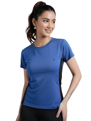 Image of White Moon Gym Tshirt for Women Workout Dry Fit t Shirt Sports Tshirt | Gym Tops for Woman | Lightweight Round Neck Breathable Half Sleeve Activewear Running Yoga Tops for Woman