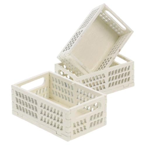 FOYTOKI Dollhouse Bread Basket Set 3pcs Mini Wooden Crate for Miniature Accessory Storage Miniature Food Basket for Tiny House