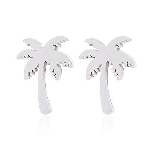 Ohrringe versilbert Ohrstecker Palme - minimalistischer Damenohrring und Frauenohrring im silbernen Urlaubs Design Cover
