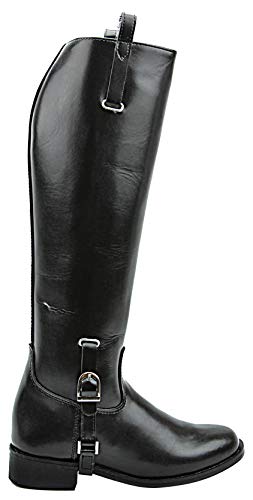 Hispar Women Ladies Dignity Dress Dressage Horse Riding Boots Stylish Fashion Equestrian Pull On - Black 8 Slim Calf - Thumbnail 4