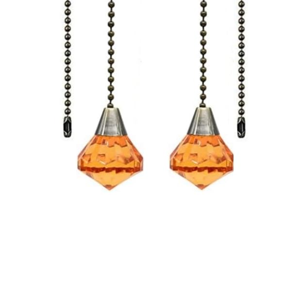 Image of 2Pcs Ceiling Fan Pull Chains Pendant Pull Chain Extension Ceiling Fan Chain Extender for Ceiling Light Lamp Fan Chain (Diamond)