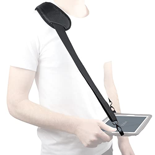 MOBILIS Bandoulière de Transport Universelle pour Tablette/Téléphone/Terminal de Saisie, 2 Points d'Accroche, Longueur Réglable 105-165 cm, Anti Chute, Ergonomique et Confortable, Noir