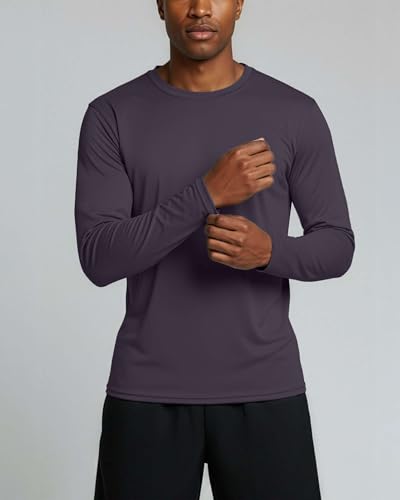 Image of Real Essentials 4 Pack: Mens Long Sleeve Dry Fit T Shirts Hiking Fishing Workout Gym Work Sun UPF 50 Wicking Running Tee