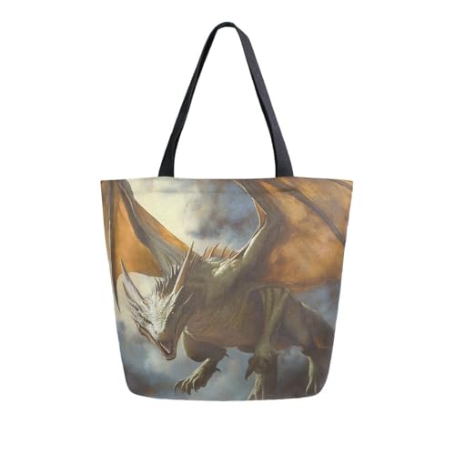 Extra Large Shoulder Tote Bag for Beach Travel Weekender Gym Dragon Flying Angry Reusable Grocery Canvas Shopping Bag2