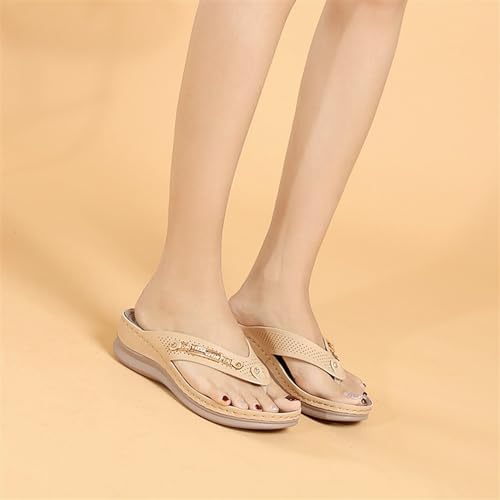 Women Beach Flip Flops Summer Sandals Slipper with Arch Support Peep Toe Anti-Slip Breathable Sandal Vintage Flip Flops2
