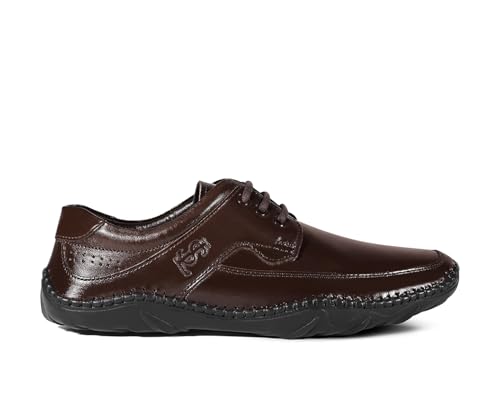 Image of LOUIS STITCH Genuine Leather Formal Shoes for Men | Ultra Lightweight and Flexible Rubber Sole Men's Formal Derby Shoes | Formal Lace Up Derby Shoes for Men | LSAXPL |